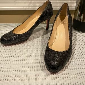 Christian Louboutin Modified Glitter Kitten Heels- Fits Sz 8.5-9 FINAL CALL